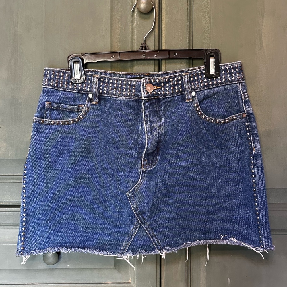 Studded Denim Mini Skirt by Kendal and Kylie